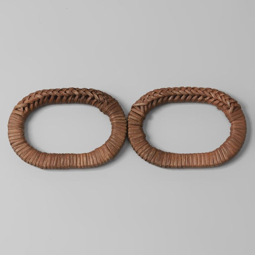 Цена за 3 шт. Ручки для сумок деревянные, плетёные, d=9.8×5.9 / 13.5×9.5 см, 2 шт., коричневые