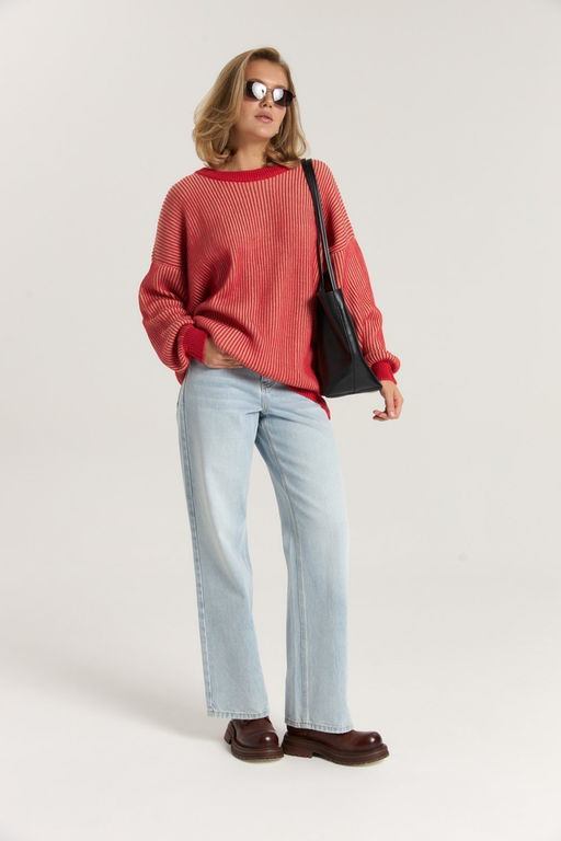 Джемпер женский вязаный Line красный