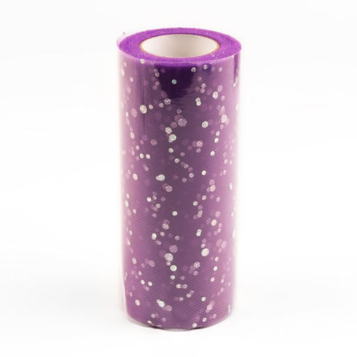 Фатин с блёстками, 15 см, 23±1 м, 11±1 г/м², фиолетовый №27