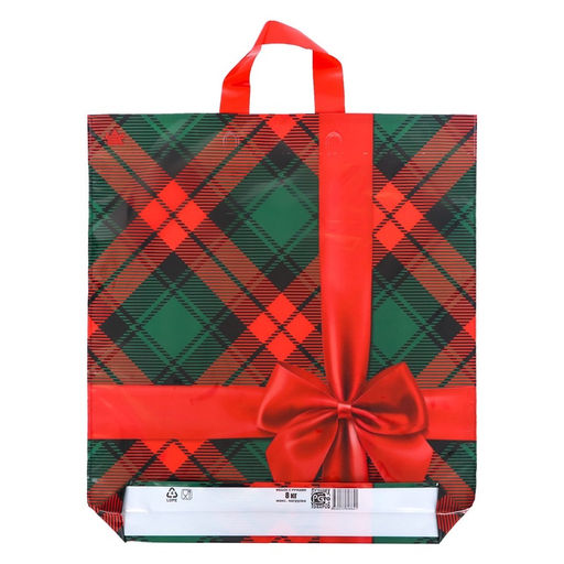 Цена за 50 шт. Пакет «Бантик на красном», полиэтиленовый с петлевой ручкой, 44×40 см, 70 мкм