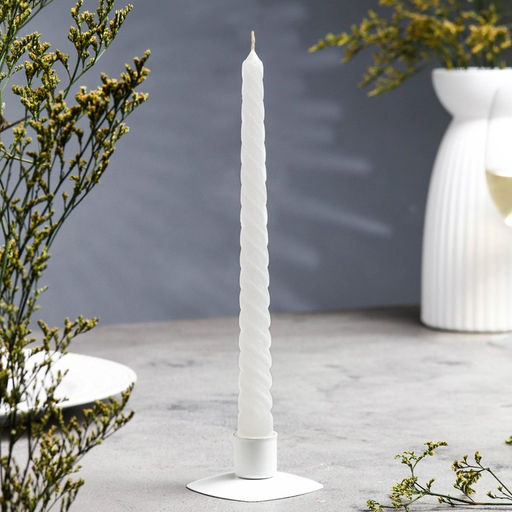 Цена за 6 шт. Свеча витая, 2.2×25 см, лакированная белая