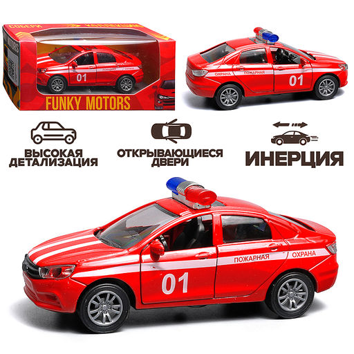 Красная инерционная машинка полицейская вид В die-cast, 1:32