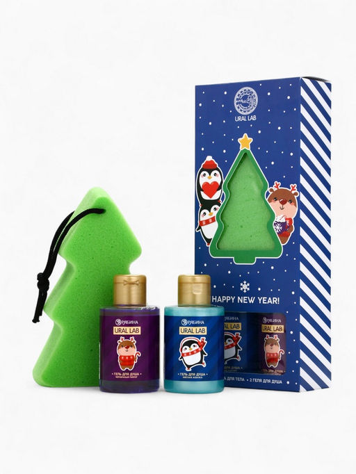 Новогодний подарочный набор косметики Gift for you: гель для душа 2 шт. ? 100 мл, мочалка для тела, URAL LAB фото 3