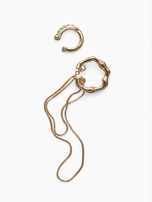 Серьги каффы Водопад набор 2 шт. стразы, цвет золото