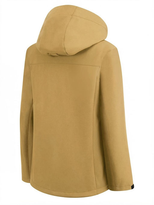 Ветровка женская софтшелл виндстоппер с капюшоном спортивная горчичного цвета 9616_1G