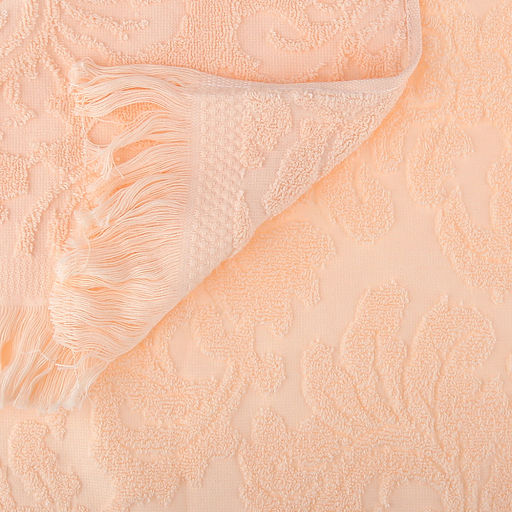 Полотенце махровое "Вензель" 50х90см, хлопок 100%, с бахромой, персиковый (Китай)