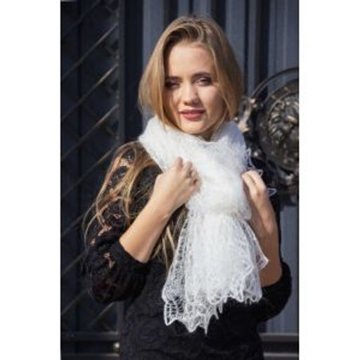 102 Палантин Снежинка белый 200см * 70см - Оренбургский пуховый узор фото 2