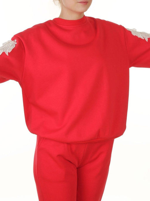 3416/3417 RED Костюм спортивный утепленный женский (95% хлопок, 5% эластан)