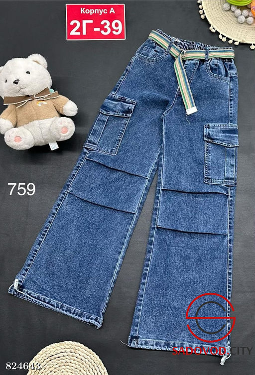 Джинсы для девочки на резинке