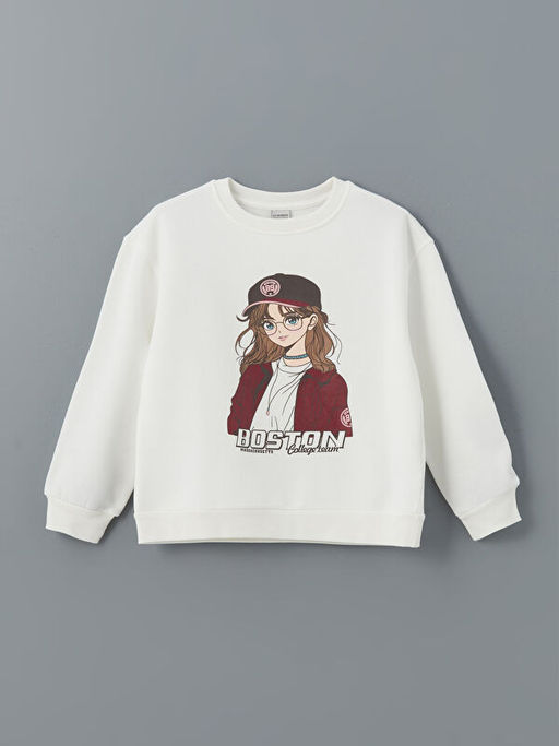 Bisiklet Yaka K?z ?ocuk Kal?n Sweatshirt