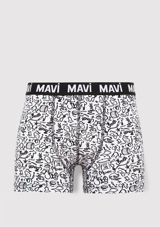 3lu Bask?l? Siyah Boxer - Mavi фото 2