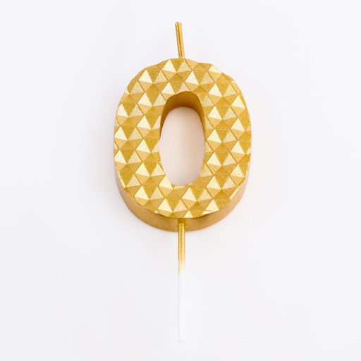 Свеча в торт на шпажке «Соты», цифра 0, 7 см, золото