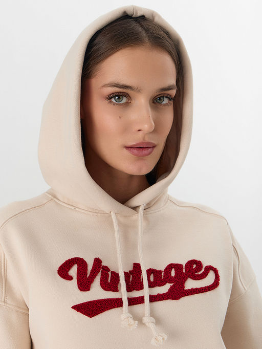 Теплое худи женское бежевое с начесом - Mark formelle фото 5