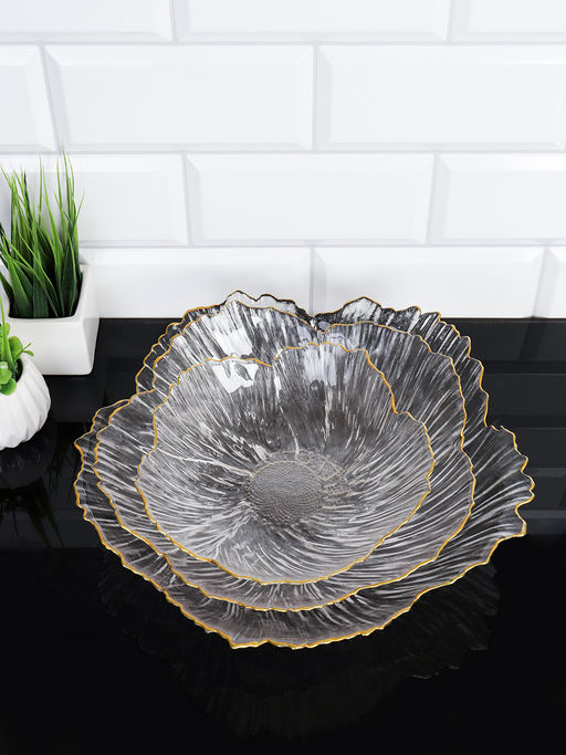 Салатник 3 штуки 28/25/19 см / 9067 /уп 8/ золотая обводка - ГалеонТрейд фото 3