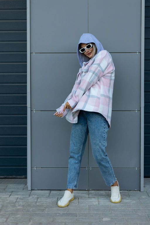 Рубашка женская в клетку с капюшоном РЖКК-01