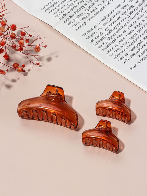 Цена за 6 шт. Крабики для волос «Флориана», набор 3 шт., дуга, 6.5 и 4 см, коричневые