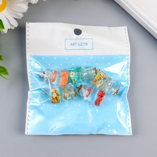 Цена за 5 шт. Подвеска для творчества стекло, пластик «Фрукты в колбе», 2.8×1.5 см, МИКС