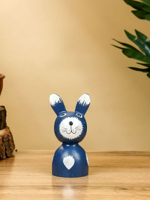 Набор сувенирный Зайки, h=14 см, h=12 см, h=9 см, дерево, синий