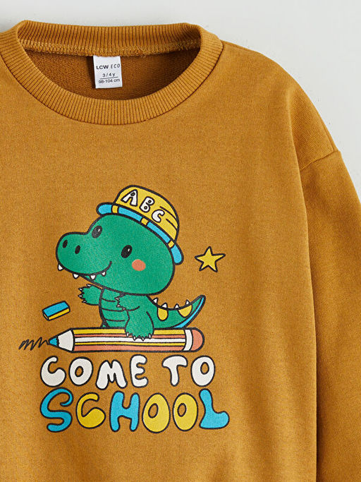 Dinozor Bask?l? Erkek ?ocuk Sweatshirt