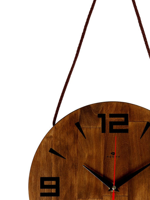 Часы настенные, интерьерные, бесшумные, d-30 см, дерево на подвесе