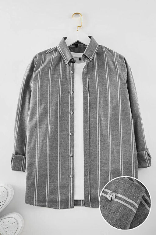 Siyah Slim Fit D__meli Yaka _nce _izgili G_mlek TMNSS20GO0092