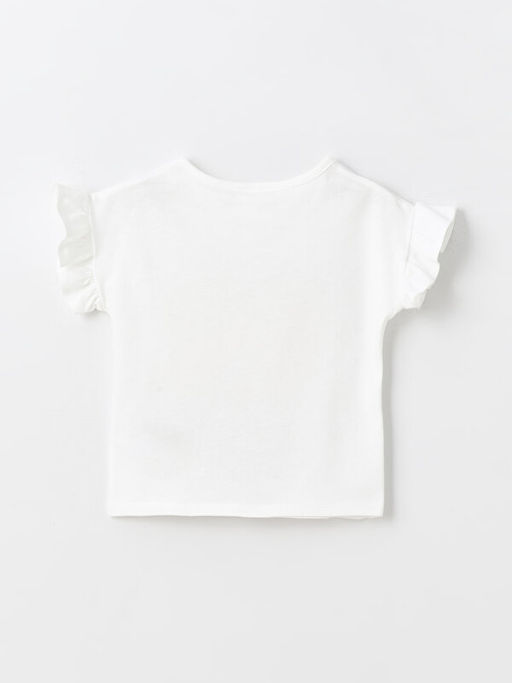 Bisiklet Yaka Bask?l? K?sa Kollu K?z Bebek Ti??rt - Waikiki фото 2