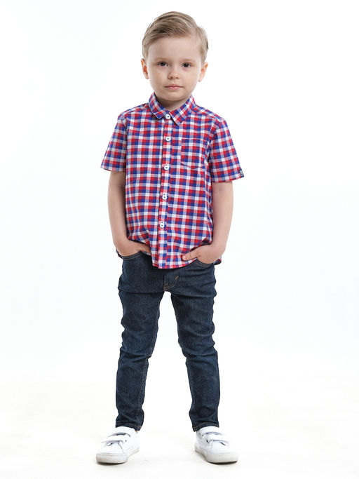 Рубашка для мальчика UD 7903 синяя клетка - Mini maxi фото 16