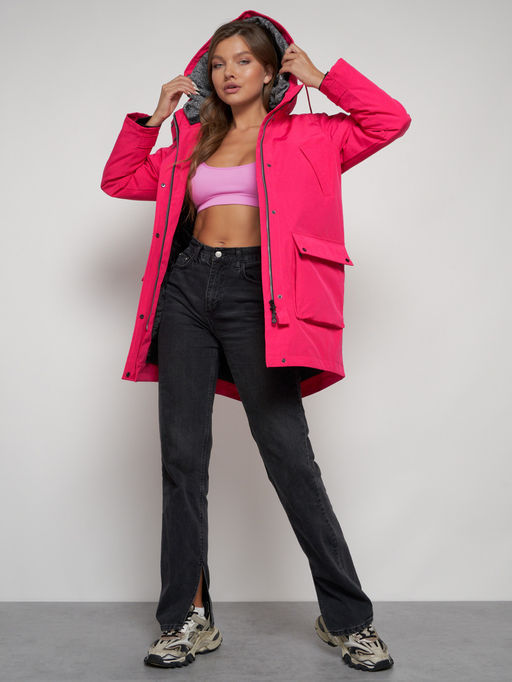 Парка женская зимняя MTFORCE c капюшоном розового цвета 2329R  фото 15