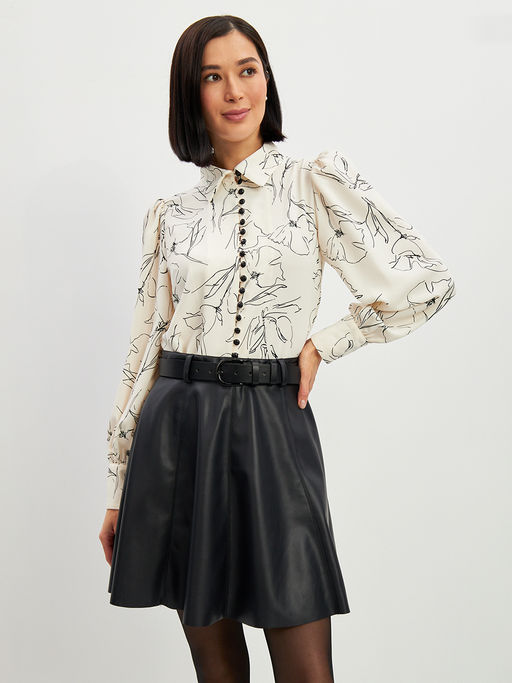 Блузка с принтом OD-639-29 белая черный цветок - Tantino фото 18