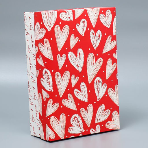 Коробка подарочная складная, упаковка, «Сердца», 30×20×9 см