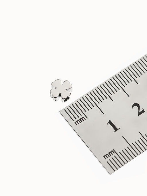 Цена за 2 шт. Бусина-разделитель родир. «Клевер», 7×7мм, d(вн.)=2мм, (набор 10 штук), медь, цвет серебро