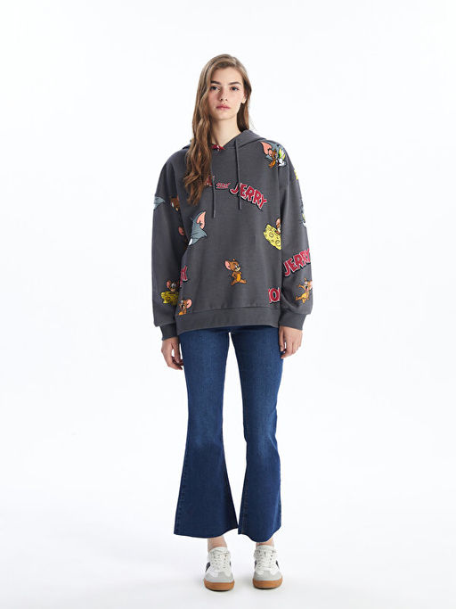 Tom & Jerry Bask?l? Oversize Kad?n Hoodie - Waikiki фото 3