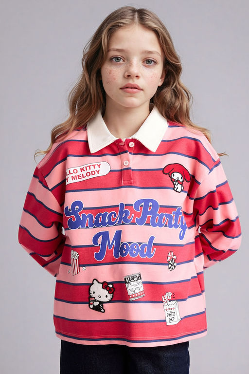 %100 Pamuk Hello Kitty Sweatshirt K_z _ocuk - Defacto фото 3