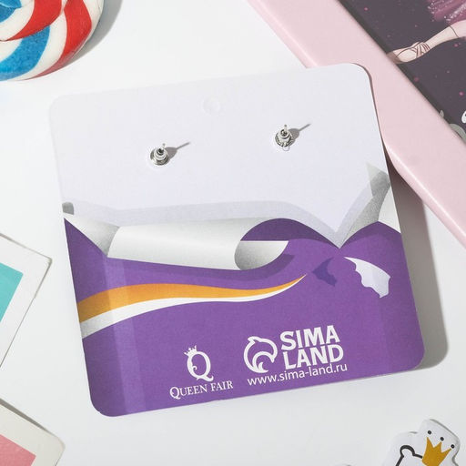 Серьги пластик Печенье с глазами, цвет бело-коричневый в серебре - Queen fair фото 3