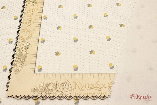 Плательный хлопок с вискозой микроворс Клубнички цв.горчичный, ш.1.4м, хл.-50%, вискоза-50% - Купава фото 3