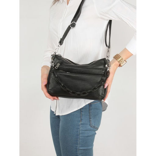 Сумка женская натуральная кожа JRP-3011, 1отд+карм/пер, плечевой ремень, черный 254884 - Adelia фото 5