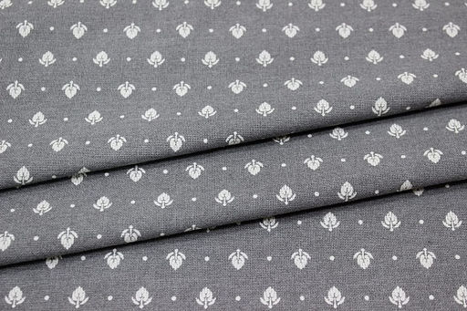 Теплый хлопок Набойка - листочки цв.серый меланж, ш.1.5м, хлопок-60%, п/э-40%, 150гр/м.кв - Купава фото 3