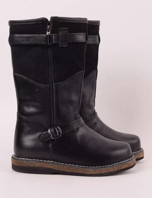 Сапоги Монголки черные с замком, войлочная подошва,