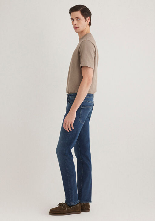Martin Premium Blue Golgeli Koyu Mavi Jean Pantolon  фото 2
