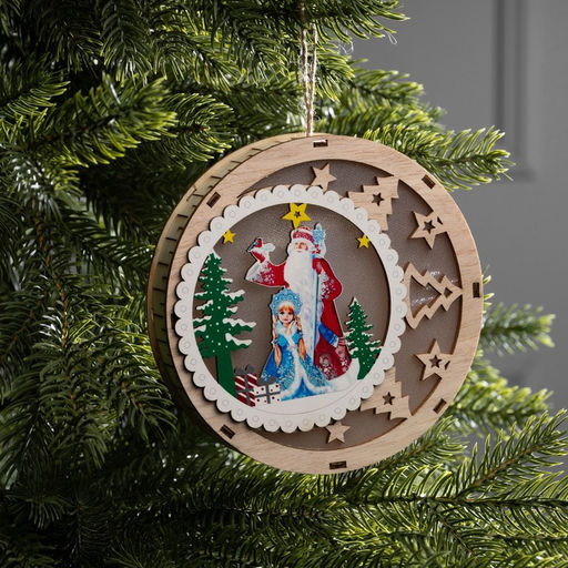 Подвеска световая Дед Мороз и Снегурочка, 153 см, 6 LED, от батареек АААx2, свечение тёплое белое - Luazon lighting фото 2