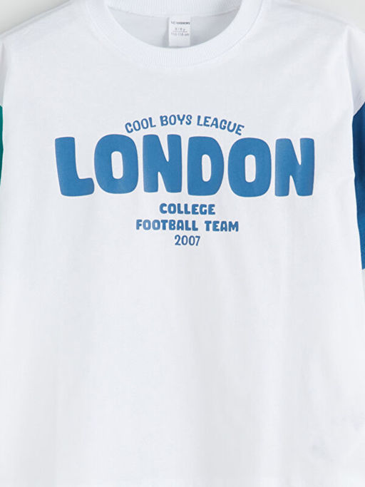 Bisiklet Yaka London Bask?l? Erkek ?ocuk Ti??rt