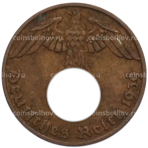 Монета 1 рейхспфенниг 1939 года J Германия