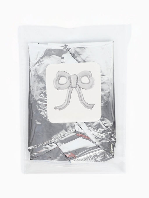 Цена за 2 шт. Воздушный шар фольгированный 22" «Бант», серебро