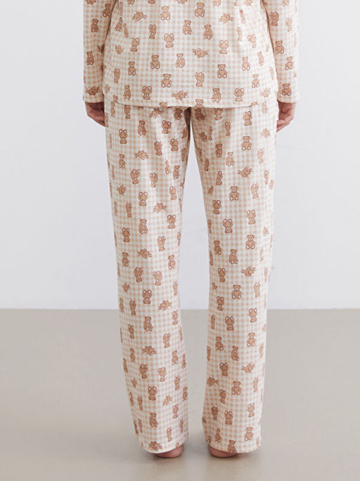 Beli Lastikli Ay? Bask?l? Kad?n Pijama Alt?