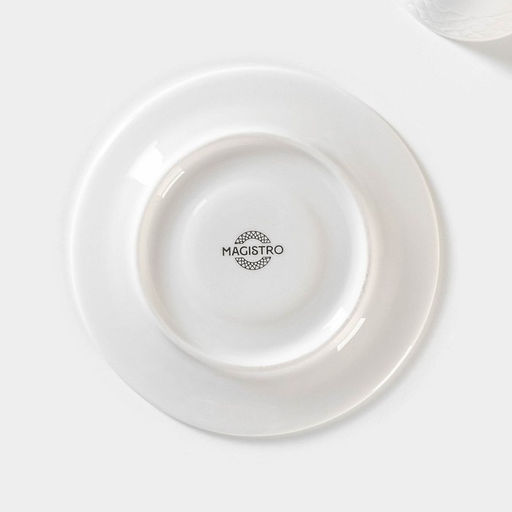 Кофейная пара Magistro Argos, 2 предмета: чашка 100 мл, блюдце d=15 см, фарфор, белая