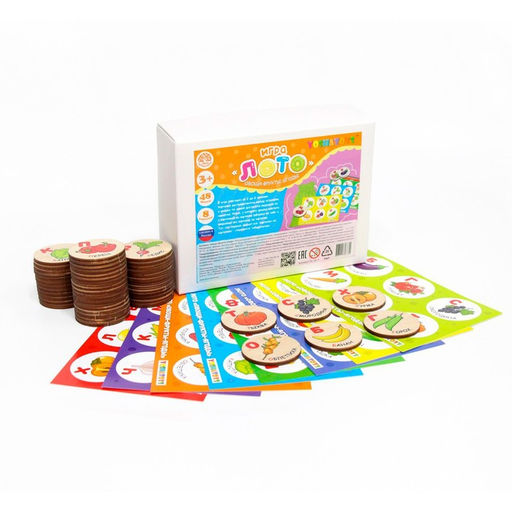 Лото детское «Овощи, фрукты, ягоды» (круглые фишки)