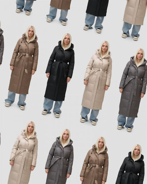 Пальто утепленное стеганное зимнее с капюшоном женское черного цвета 9605Ch - Mtforce фото 19