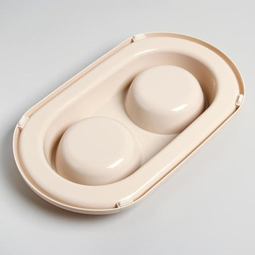 Миска для животных Мур-мяу 0,3л двойная на подставке, светло-бежевая - Пижон фото 6