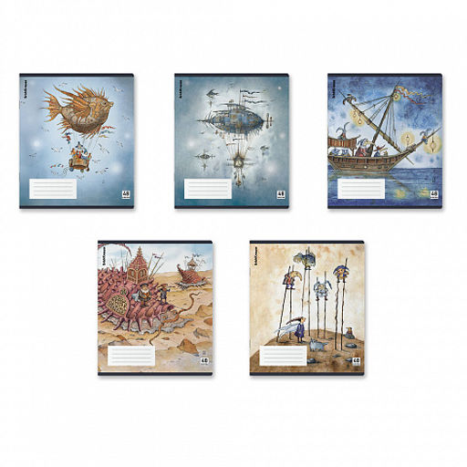 Цена за 5 шт. Тетрадь общая ученическая с пластиковой обложкой на скобе ErichKrause Волшебное путешествие, А5+, 48 листов, клетка_MIX-PACK фото 2