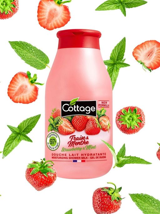 COTTAGE. Молочко для душа увлажняющее КЛУБНИКА & МЯТА - Strawberry & Mint
